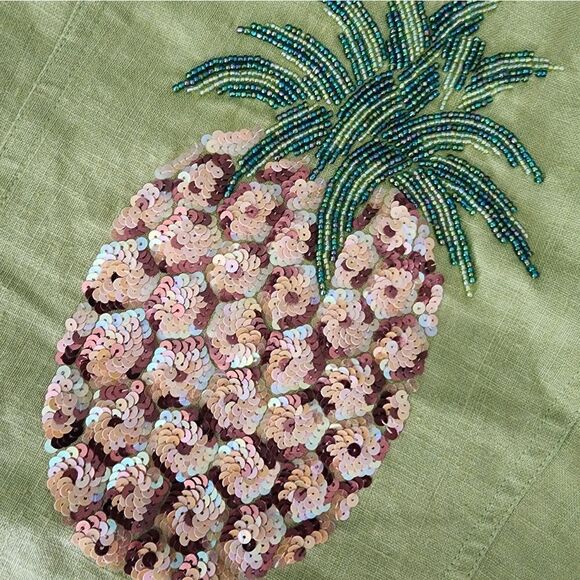 Kelly and Diane 100% linen embellish pineapple Safari Coastal jacket - Picture 2 of 16